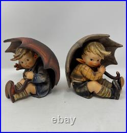 1957 Hummel Umbrella Boy & Girl Figurines Goebel W. Germany 152/OB & 152/OA Pair