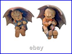 1960s-70s Goebel Hummel Germany Porcelain TMK4 Umbrella Boy & Girl Set