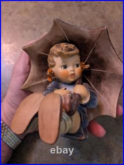 1960s-70s Goebel Hummel Germany Porcelain TMK4 Umbrella Boy & Girl Set
