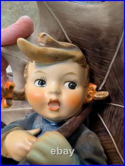 1960s-70s Goebel Hummel Germany Porcelain TMK4 Umbrella Boy & Girl Set