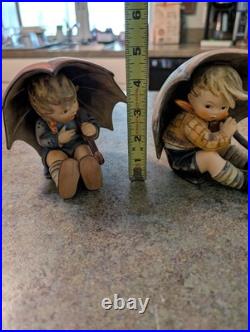 1960s-70s Goebel Hummel Germany Porcelain TMK4 Umbrella Boy & Girl Set