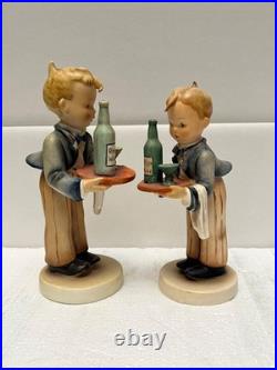 2 Goebel Hummel figurines # 154/0 & 154 WAITER RARE HIHEE MICHE TMK 2 FULL BEE