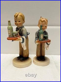 2 Goebel Hummel figurines # 154/0 & 154 WAITER RARE HIHEE MICHE TMK 2 FULL BEE
