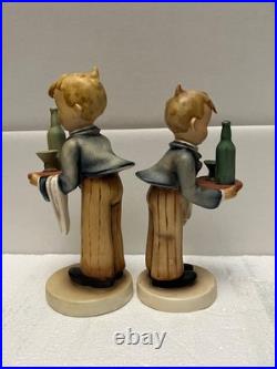 2 Goebel Hummel figurines # 154/0 & 154 WAITER RARE HIHEE MICHE TMK 2 FULL BEE
