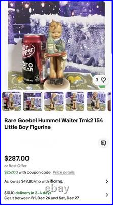 2 Goebel Hummel figurines # 154/0 & 154 WAITER RARE HIHEE MICHE TMK 2 FULL BEE