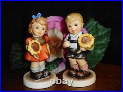 2 Hummel Sunflower Girl/boy Figurines? 2195 4/0 & 2219 + Pick Flowers Scape