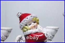 3 Vintage Hummel Goebel W. Germany Green/Red/Blue Angel Candleholders Figurines