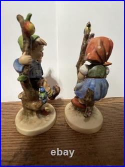 6 tall With Germany Goebel / M J Hummel 141 girl & 142 boy Apple tree bluebirds