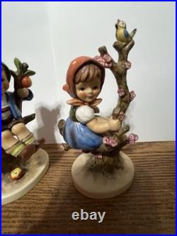 6 tall With Germany Goebel / M J Hummel 141 girl & 142 boy Apple tree bluebirds