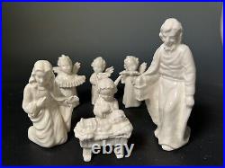 7 Vintage Goebel Hummel White Nativity Figurines Angel Band Crèche W Germany