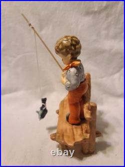 (D) VINTAGE Goebel M. J Hummel Figurine #566 THE ANGLER / Der Angler