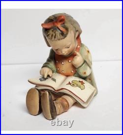 Early Hummel Germany BOOK WORM #8 Girl Reading 4-1/4 Perfect Condition