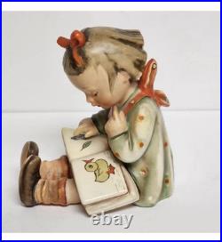 Early Hummel Germany BOOK WORM #8 Girl Reading 4-1/4 Perfect Condition