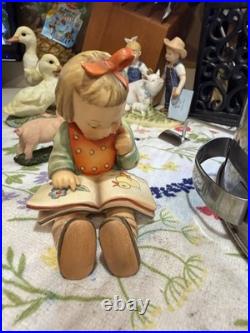 Early Hummel Germany BOOK WORM #8 Girl Reading 4-1/4 Perfect Condition