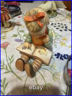 Early Hummel Germany BOOK WORM #8 Girl Reading 4-1/4 Perfect Condition
