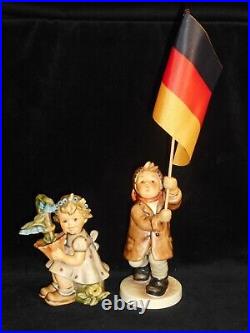 GOEBEL HUMMELS #619 GARDEN'S GIFT First Issue 2004 & #739/1 CALL TO GLORY 1 FLAG