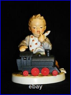 GOEBEL HUMMEL #2157 FULL SPEED AHEAD Boy withBlack Wooden Train First Issue 2003