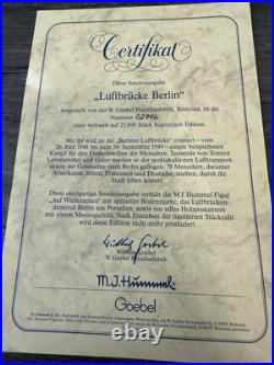 GOEBEL HUMMEL #83. 1994 BERLIN AIRLIFT MEMORIAL 02946 of 25,000 SIGNED BY ARTIST