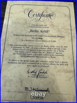GOEBEL HUMMEL #83. 1994 BERLIN AIRLIFT MEMORIAL 02946 of 25,000 SIGNED BY ARTIST