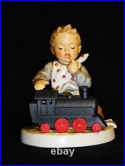 GOEBEL HUMMEL Full Speed Ahead #2154 Boy withBlack Wooden Train First Issue 2003
