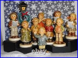 GOEBEL HUMMEL KINDER CHOIR CHRISTMAS DISPLAY 9pc + Stage/Lampost withBoxes MINT