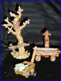GOEBEL HUMMEL SPRING ACCESSORIES TREE withBIRDHOUSE WAGON withFLOWERS WATER TROUGH