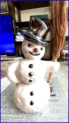 Genuine Goebel Hummel Snowman With Broom Antique Porcelain Numbered