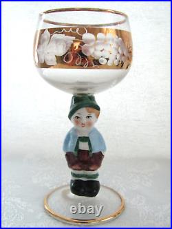Goebel 5 Gold Grape Hummel Stem Wine Glasses Made in Germany Goebel 5 Gold Grape Hummel Stem Wine Glasses Made in Germany