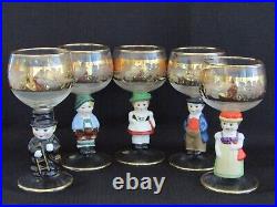 Goebel 5 Gold Grape Hummel Stem Wine Glasses Made in Germany Goebel 5 Gold Grape Hummel Stem Wine Glasses Made in Germany