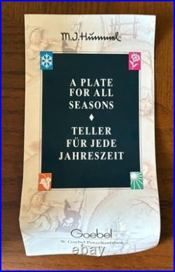 Goebel Hummel Annual Plate Autumn Glory #99 Four Seasons Collection Boxed