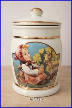 Goebel Hummel Canister Set W Germany Vintage Ceramic Jars Boy Girl Gold Trim with