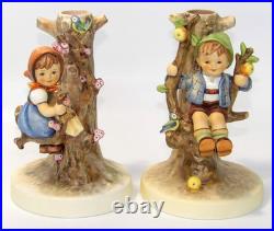 Goebel Hummel Figurine 6 Candle Holders Germany 677 & 676 Apple Tree Boy & Girl