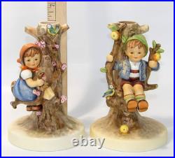 Goebel Hummel Figurine 6 Candle Holders Germany 677 & 676 Apple Tree Boy & Girl