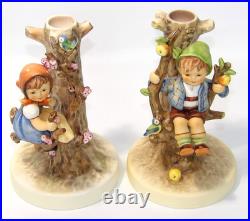 Goebel Hummel Figurine 6 Candle Holders Germany 677 & 676 Apple Tree Boy & Girl