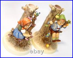 Goebel Hummel Figurine 6 Candle Holders Germany 677 & 676 Apple Tree Boy & Girl