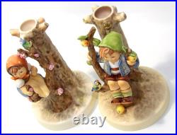 Goebel Hummel Figurine 6 Candle Holders Germany 677 & 676 Apple Tree Boy & Girl
