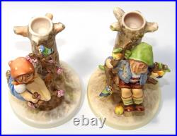 Goebel Hummel Figurine 6 Candle Holders Germany 677 & 676 Apple Tree Boy & Girl