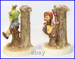 Goebel Hummel Figurine 6 Candle Holders Germany 677 & 676 Apple Tree Boy & Girl