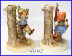 Goebel Hummel Figurine 6 Candle Holders Germany 677 & 676 Apple Tree Boy & Girl