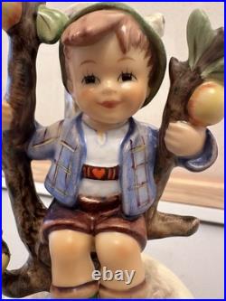 Goebel Hummel Figurine Candle Holders Germany #677 And #676 Apple Tree Boy Girl