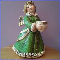 Goebel Hummel Figurine Germany Green Candle Holder Angel Frobek