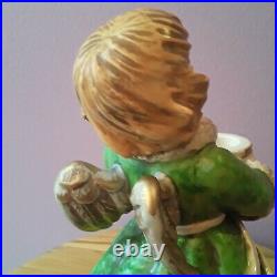 Goebel Hummel Figurine Germany Green Candle Holder Angel Frobek