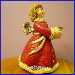 Goebel Hummel Figurine Germany Red Candle Holder Angel Frobek
