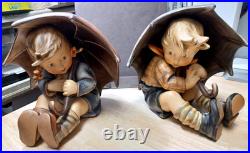 Goebel Hummel Figurine, Large Boy and Girl Umbrella 152A & 152 B, Germany 1951