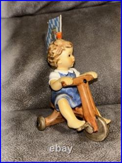 Goebel Hummel Figurine Look At Me With Bavarian Flag Girl On Tricycle RARE