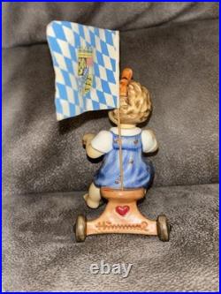 Goebel Hummel Figurine Look At Me With Bavarian Flag Girl On Tricycle RARE
