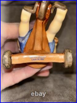 Goebel Hummel Figurine Look At Me With Bavarian Flag Girl On Tricycle RARE