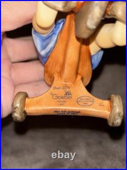 Goebel Hummel Figurine Look At Me With Bavarian Flag Girl On Tricycle RARE