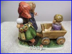 Goebel Hummel Figurine Pleasant Journey #406 Tmk6 2 Girls With Boy In Wagon