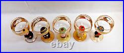 Goebel Hummel Figurine Stem Wine Glasses 14K Gold Trim Germany Lot of 5 T1732